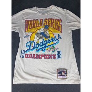 Mitchell & Ness LA Dodgers 1988 World Series Champions Cream T-Shirt Mens Small